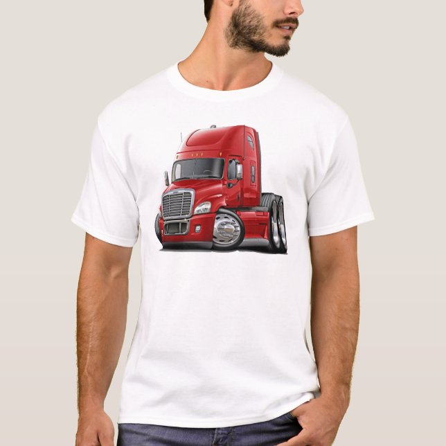 Camiseta Camión del rojo de Freightliner Cascadia (Anverso)