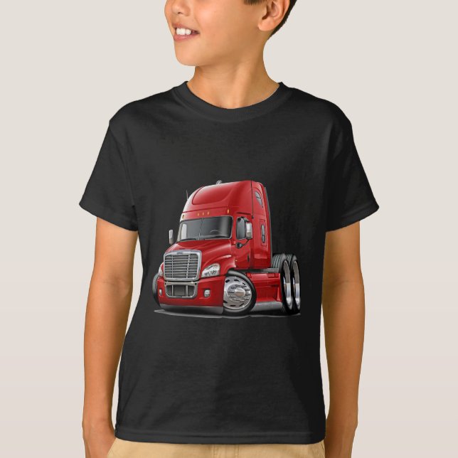 Camiseta Camión del rojo de Freightliner Cascadia (Anverso)