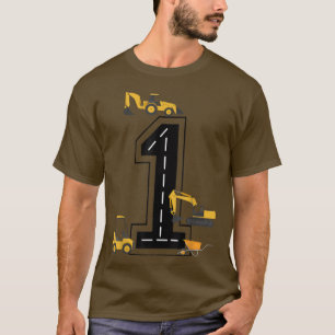 Camiseta Camión Excavadora Grúa Cumpleaños 1º de Niños 1 Añ