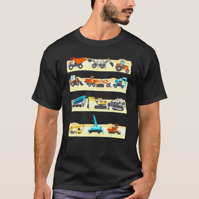 Camiseta Camión Excavator Cement Truck Bulldozer Constructi (Anverso)