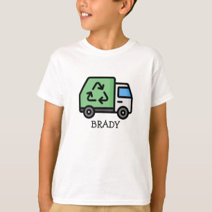 Camiseta Camión gráfico de basura/reciclaje con nombre de n