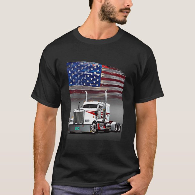 Camiseta Camión Kenworth y la bandera norteamericana por Au (Anverso)
