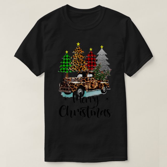 Camiseta Camión Leopardo de Navidad con arándanos de navida (Diseño del anverso)