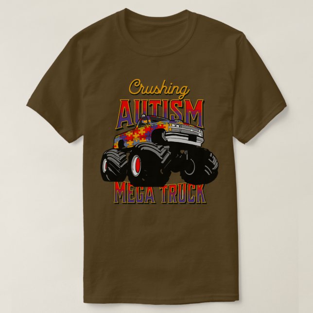 Camiseta Camión mega aplastando autismo Concienciación Niño (Diseño del anverso)