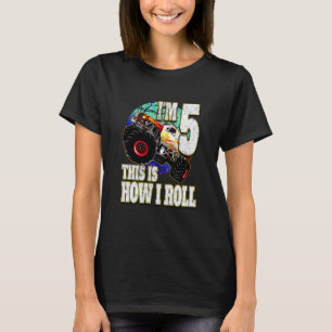 Camiseta Camión monstrual infantil de 5 años cumpleaños
