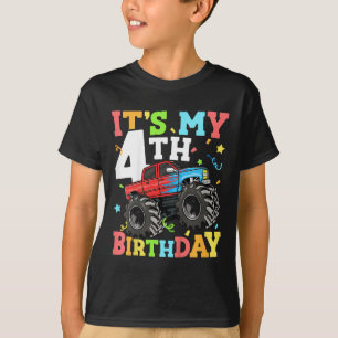 Camiseta Camión monstrual infantil es mi cuarto cumpleaños 