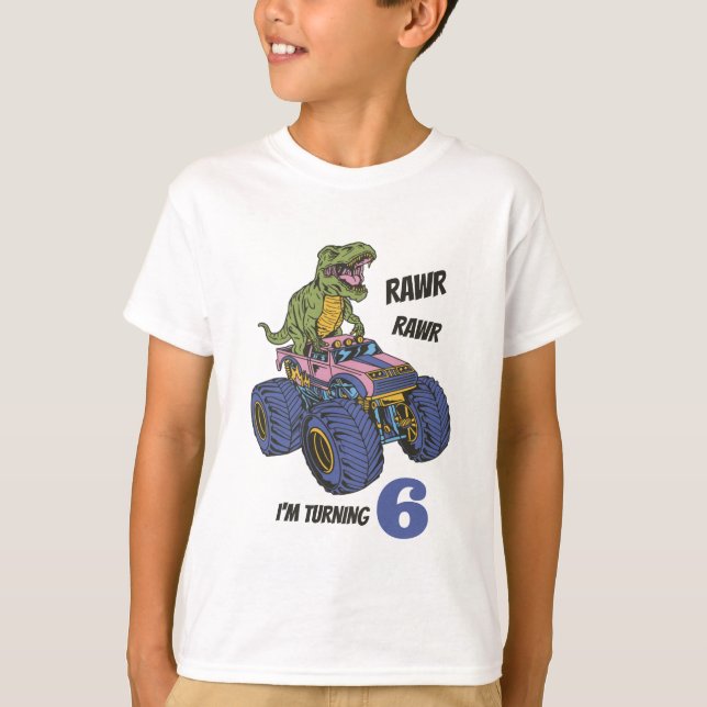 Camiseta Camión monstrual T-Rex Roar niños dinosaurios Cump (Anverso)