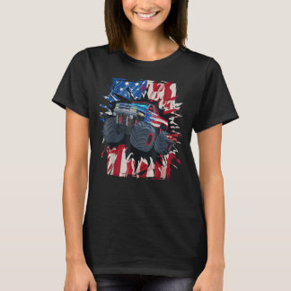 Camiseta Camión Monstruo 4 De Julio Boys Bandera Estadounid