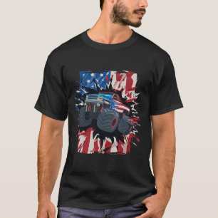 Camiseta Camión Monstruo 4 De Julio Boys Bandera Estadounid