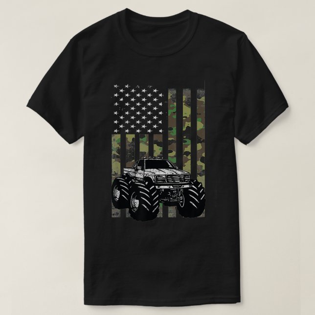 Camiseta Camión Monstruo 4 De Julio Dino Del Ejército De Ba (Diseño del anverso)