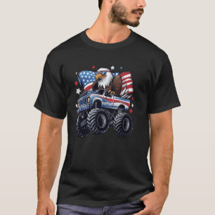 Camiseta Camión Monstruo Águila Calva Bandera Americana 4 D
