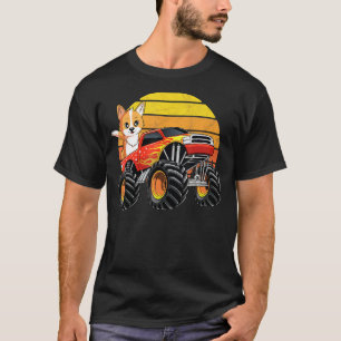 Camiseta Camión Monstruo Antiguo Perro Corgi Atardecer Retr