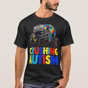 Camiseta Camión monstruo aplastando el autismo de la camise