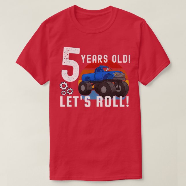Camiseta Camión Monstruo Azul de 5 años de edad (Diseño del anverso)