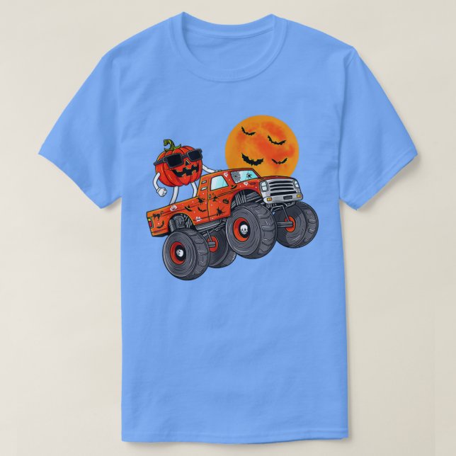Camiseta Camión Monstruo Calabaza de Halloween Niño (Diseño del anverso)