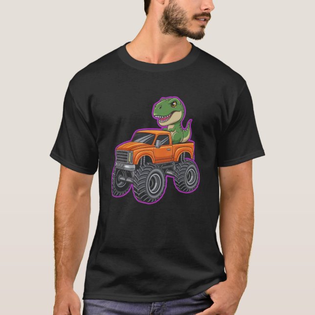 Camiseta Camión Monstruo Chibi Con Arte De T-Rex (Anverso)