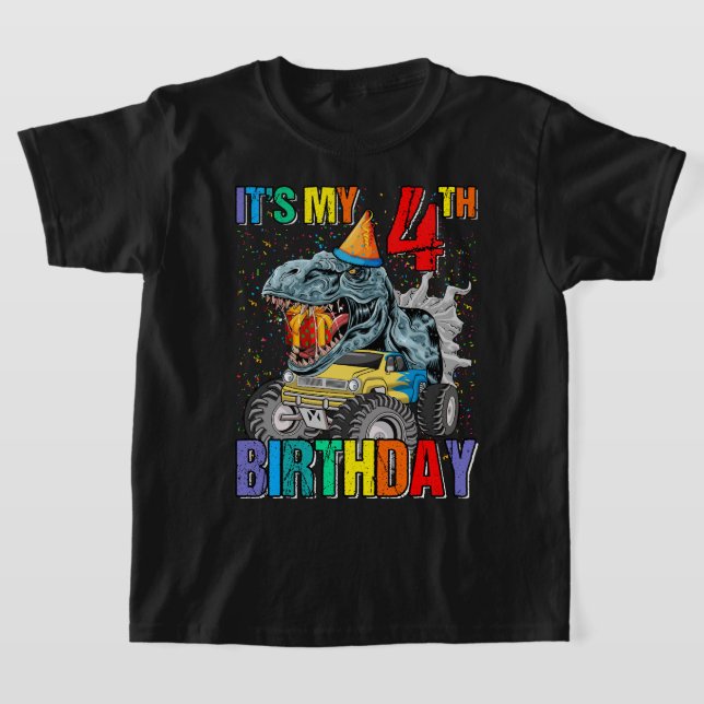 Camiseta Camión monstruo de 4 años Tee 4º cumpleaños Mons (Distribución)