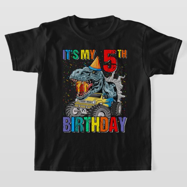Camiseta Camión monstruo de 5 años Tee 5º cumpleaños chicos (Distribución)