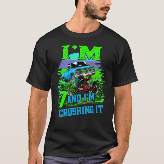 Camiseta Camión Monstruo de aplastar a niño de 7 años 7 cum (Anverso)