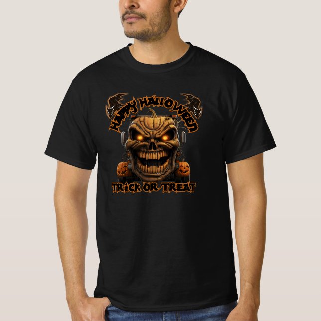 Camiseta Camión Monstruo de Calabaza Halloween Escándalo Ha (Anverso)