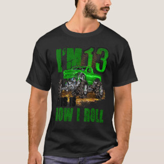 Camiseta Camión Monstruo De Cumpleaños 13 Para Niños Y Chic