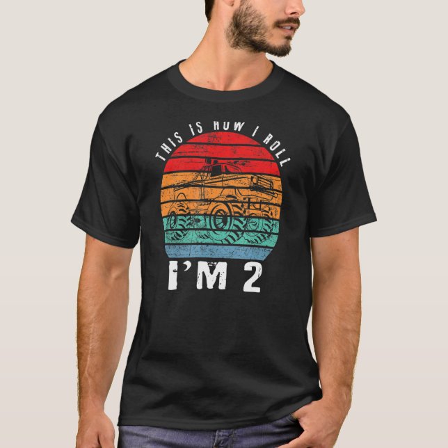 Camiseta Camión Monstruo de Cumpleaños de 2 años de antigüe (Anverso)