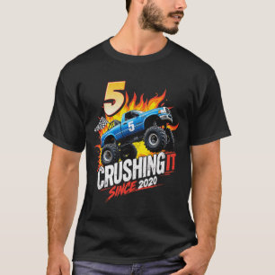 Camiseta Camión Monstruo de Cumpleaños Niños de 5 Años 5º F