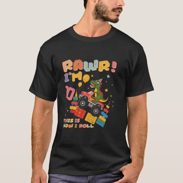 Camiseta Camión Monstruo de Dinosaurio 10.º Bloque de Const (Anverso)