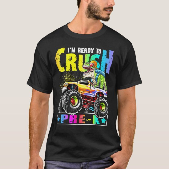 Camiseta Camión Monstruo De Dinosaurio Crush Pre K T Rex De (Anverso)