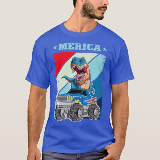 Camiseta Camión Monstruo De Dinosaurios De Bandera Estadoun