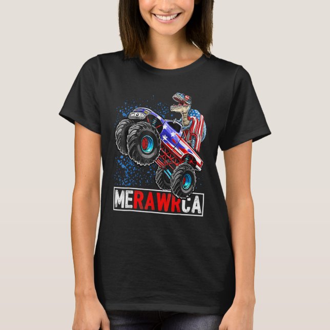 Camiseta Camión Monstruo De Dinosaurios De Merica 4 De Juli (Anverso)