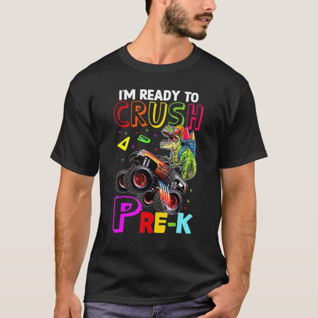 Camiseta Camión Monstruo De Dinosaurios Prek De Vuelta A La (Anverso)
