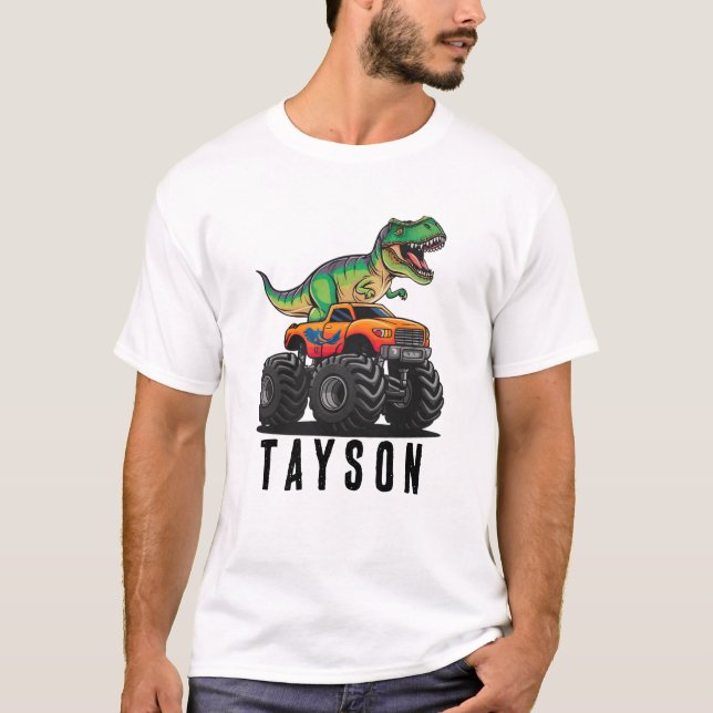 Camiseta Camión Monstruo de Dinosaurios T-Rex (Anverso)
