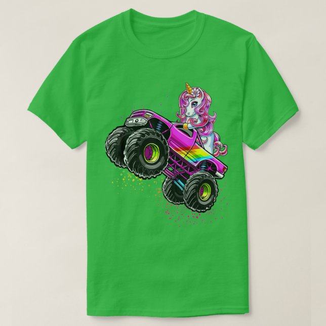 Camiseta Camión Monstruo de la fiesta de cumpleaños Unicorn (Diseño del anverso)