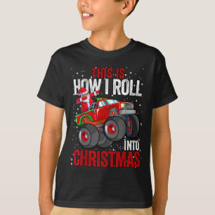 Camiseta Camión Monstruo de Santa Claus afroamericano negro