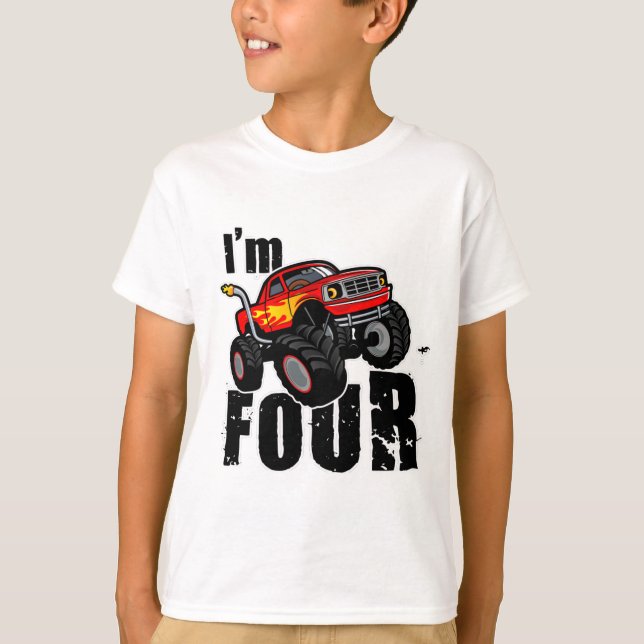 Camiseta Camión Monstruo del Cuarto Cumpleaños (Anverso)