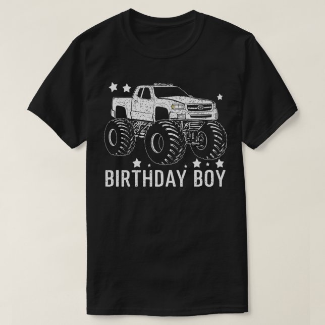 Camiseta Camión Monstruo del Niño de Cumpleaños Sorprendent (Diseño del anverso)