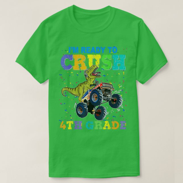Camiseta Camión Monstruo Dinosaurio de 4º grado aplastado d (Diseño del anverso)