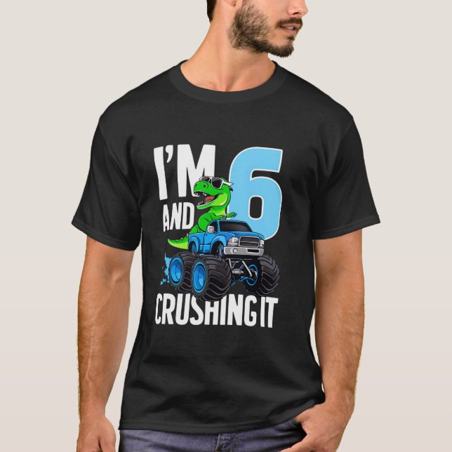 Camiseta Camión Monstruo Dinosaurio I m 6 y aplastándolo 6B (Anverso)