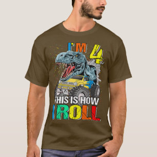 Camiseta Camión Monstruo Dinosaurio Tengo 4 Así es Como Rue