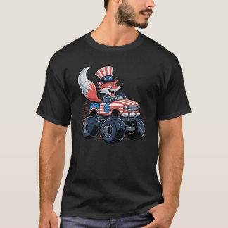 Camiseta Camión Monstruo Fox 4 de Julio Patriótico EEUU Amé