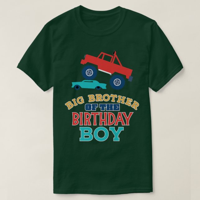 Camiseta Camión Monstruo Hermano Mayor Del Cumpleaños Coinc (Diseño del anverso)