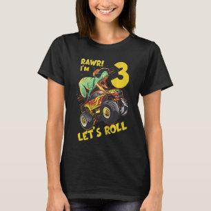 Camiseta Camión Monstruo infantil 3 cumpleaños Dinosaurio 3