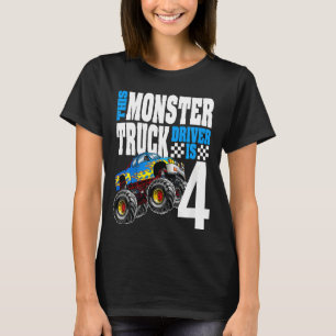 Camiseta Camión Monstruo Infantil 4to cumpleaños Monstruo d