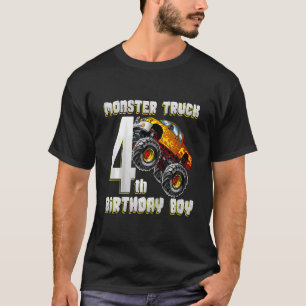 Camiseta Camión Monstruo Infantil Cuarto Cumpleaños 4 Años