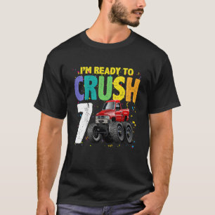 Camiseta Camión Monstruo Infantil Dinosaurio 7 Siete Cumple