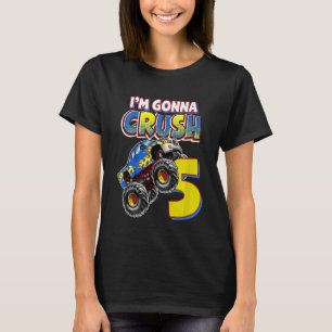 Camiseta Camión Monstruo Infantil Quinto Cumpleaños 5 Años