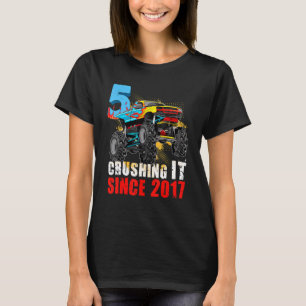 Camiseta Camión Monstruo Infantil Quinto Cumpleaños 5 Aplas