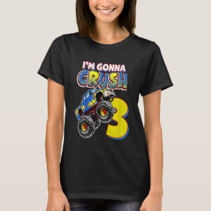 Camiseta Camión Monstruo Infantil Tercer Cumpleaños 3 Años 