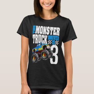 Camiseta Camión Monstruo Infantil Tercer Cumpleaños 3 Años 